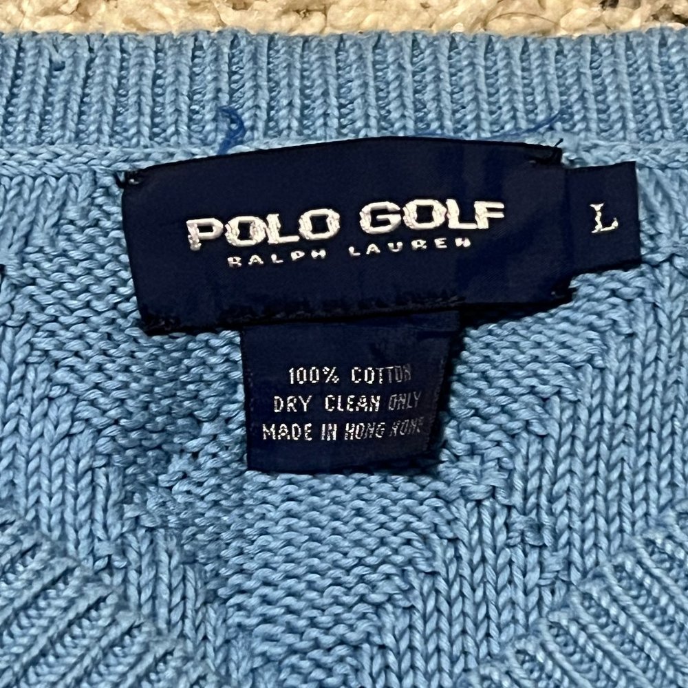Polo Golf by Ralph Lauren Men's Heavy Blue Golf Knit Sweater Vest Size Large - Picture 2 of 5